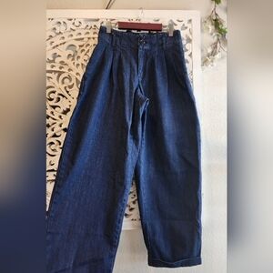 YMC  Navy Earth Keaton Denim Trousers $225 USD 80'S style wide leg